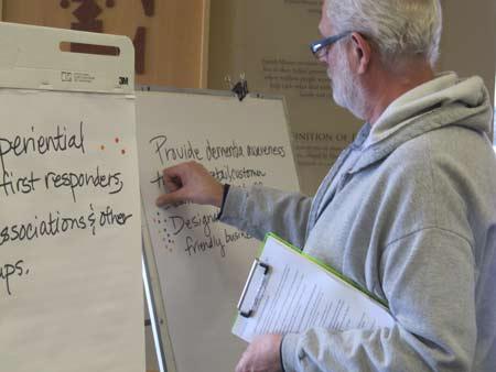 Instructor writing on a flipchart